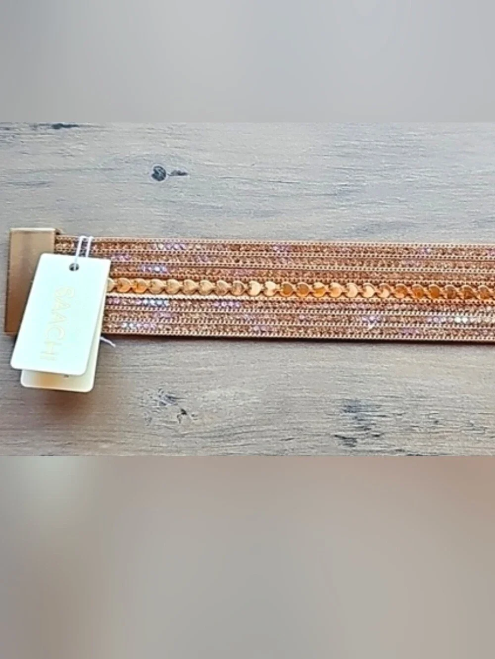 SAACHI Light Shimmering Glistening Gold Crystal Bracelet NWT$60